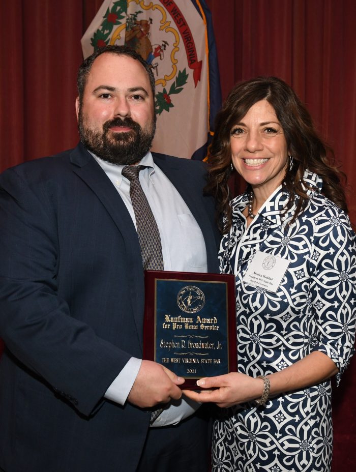 Steven Broadwater accepts award