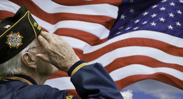 veteran solutes American flag