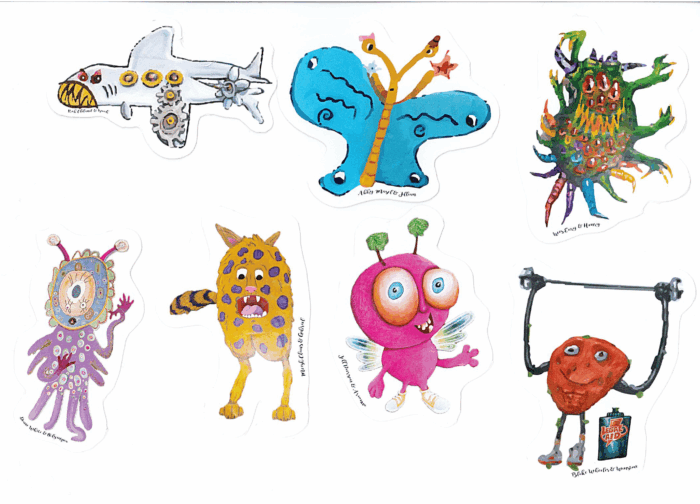 Collection of sticker space mural stickers on white background